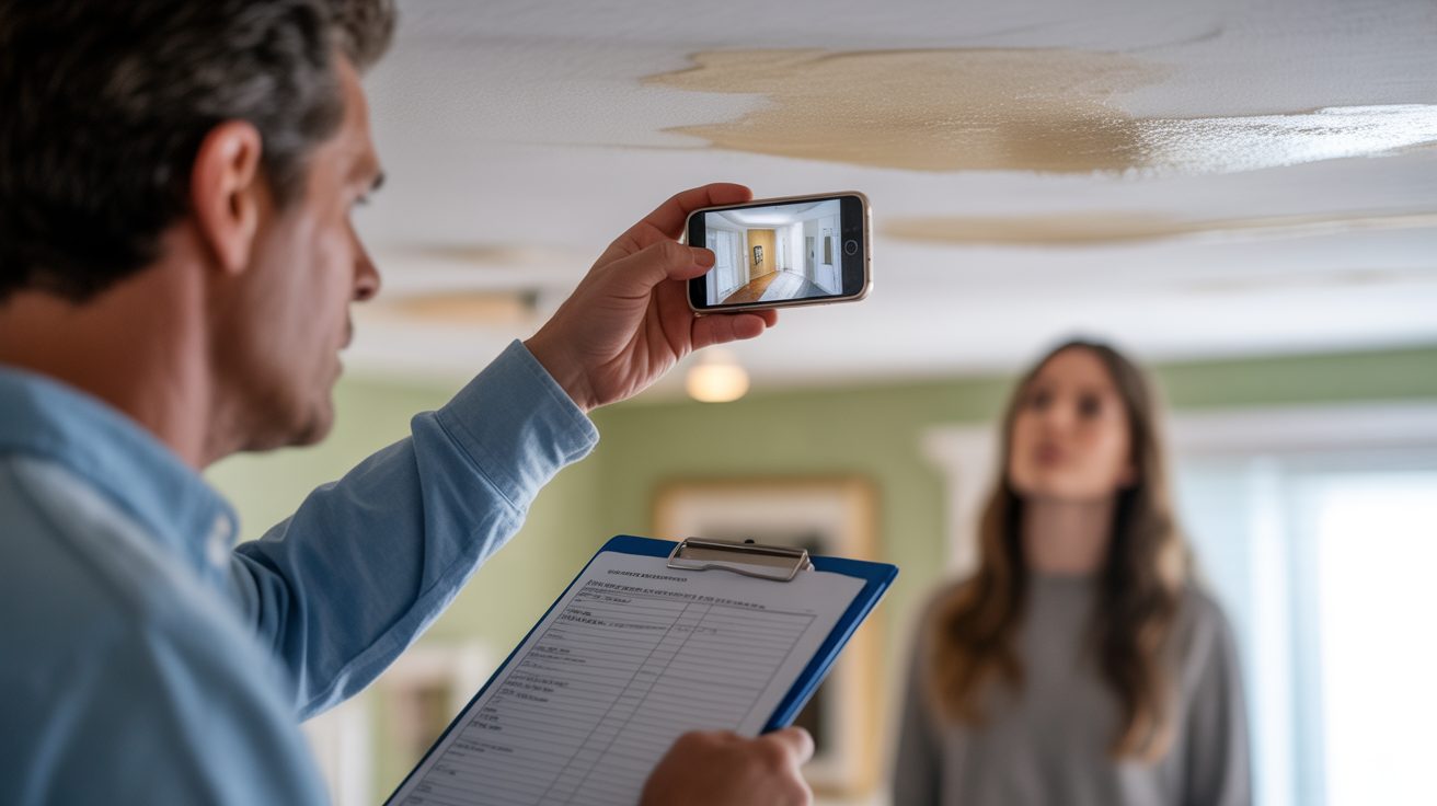 Restoration professional documenting damage in Auckland